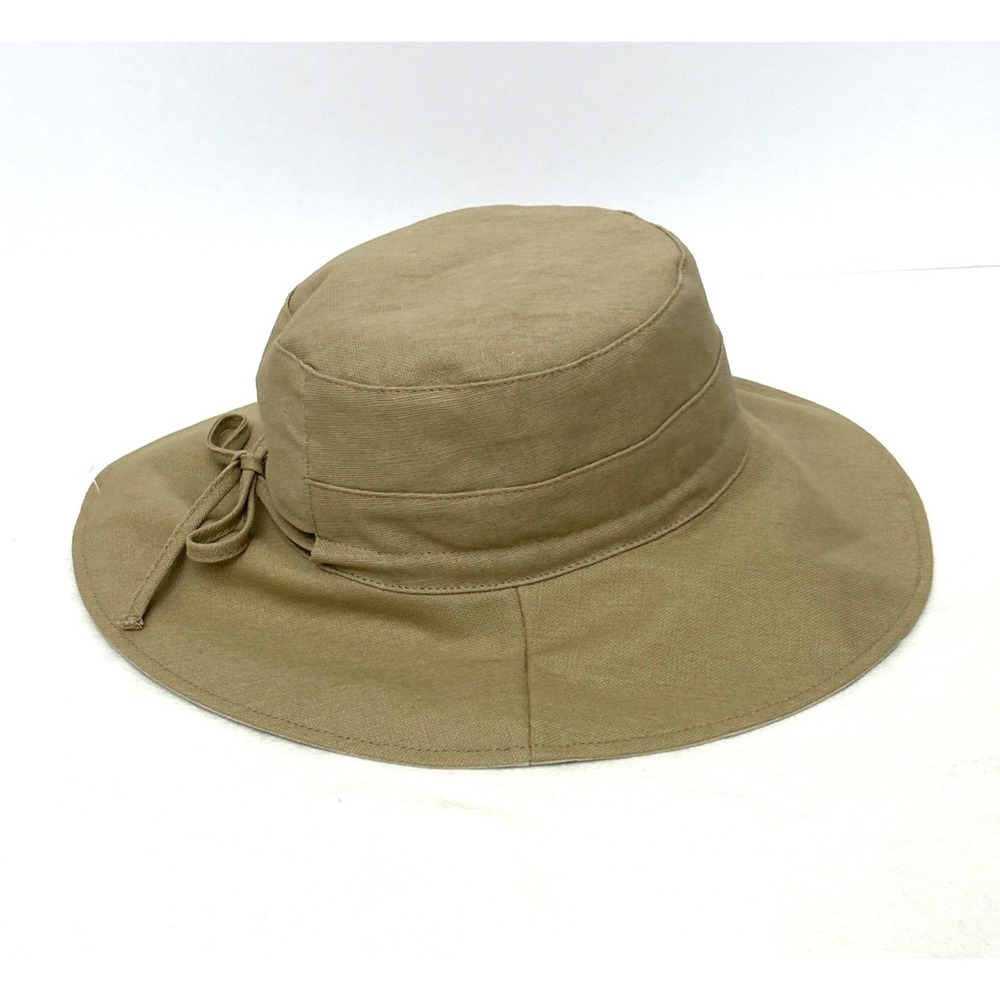 SCALA Women's Wide Brim Sun Hat Khaki Cotton Canvas Adjustable Beach Pool Travel - Picture 5 of 6